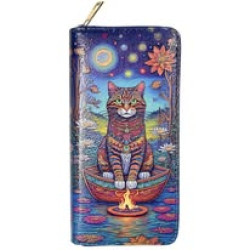 Digital Print Purse Large Cat With Fire Design