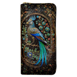 Digital Print Purse Large Blue Bird And Flowers Design