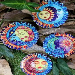 Sun Moon Ceramic Coasters Set Of 4