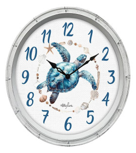 40x40cm Clock with Beach Turtle Design by Kelly Lane