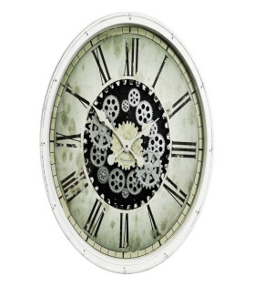 76cm White Clock with Moving Cogs (Window Box)