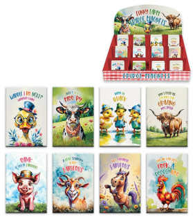 8x8cm Magnet with Funny Farm Design 8 Asstd in Display (48=Free Display)