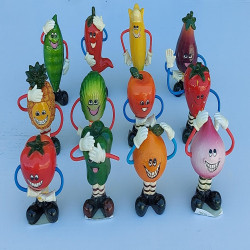 11cm Comical Fruit & Vegie 12 Asstd