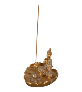 11cm Buddha on Leaf with Incense Holder