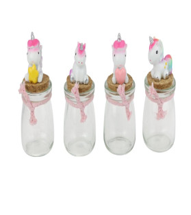 12cm Unicorn on Wishing Jar 4 Asstd
