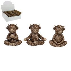 10cm Highland Cow in Yoga Position 3 Ass