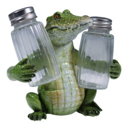 12x13cm Marble Crocodile Salt and Pepper