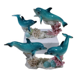 22x13cm Blue Marble Twin Dolphin on Coral