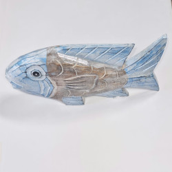 30cm Wooden Fish - Light Blue