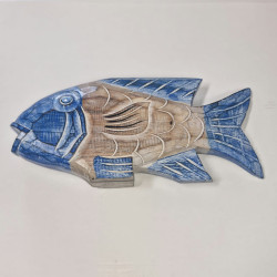 30cm Wooden Fish - Blue