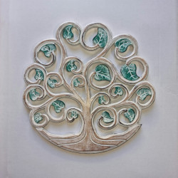30cm Carved Wooden Plaque TOL - Green Leaves
