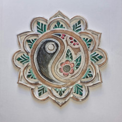 30cm Carved Wooden Plaque Yin-Yang