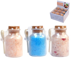 260gram Bath Salt in Glass Jar with Spoon Holder 3 Asstd