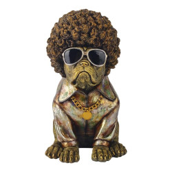 30cm Sitting Bulldog with Gold Afro Hair