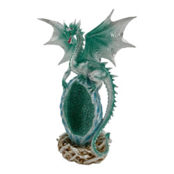 31cm Blue Dragon Guarding Crystal Egg Nest