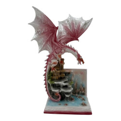 28cm Pink Dragon on Fairytale Book Base