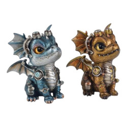 17x15cm Juvenile Dragon with Steampunk Design 2 Asstd