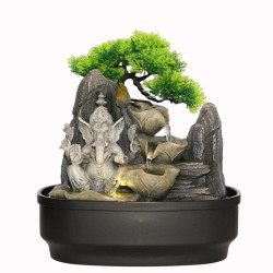 27cm Light Up Fountain with Ganesh and Bonsai Tree