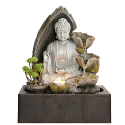 36cm Buddha Fountain with Succulent Design and Tealight Holder