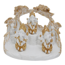 7cm White & Gold Ganesh on Temple Display 3 Asstd
