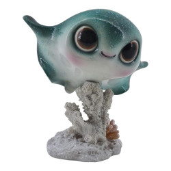 15x13cm Cute Manta Ray on Coral Base