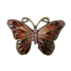 Gemstone Red Butterfly Pewter Jewel Box