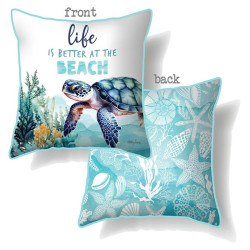 45x45cm Double Sided Cushion with Turtle Design by Kelly Lane