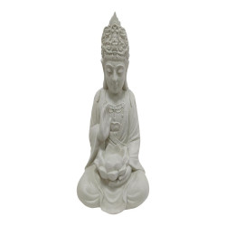 51x28cm Sitting Guanyin Garden Buddha Holding Lotus Flower Candle Holder
