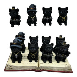 6cm Black Witch Cat on Spell Book 4 Asstd on Display