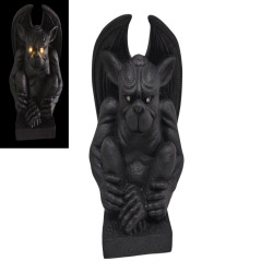 46cm Sitting Black Gargoyle with Solar Light Up Eyes