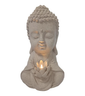 30x20cm Buddha Holding Lotus Flower with Solar Light