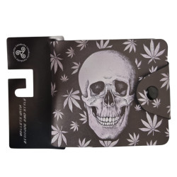 Digital Print Men's Wallet - White Skull And Cannabis Leaves