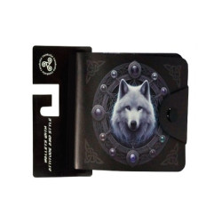Digital Print Men's Wallet - White Wolf In Gem Circle