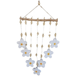 Hanging Wooden Beads - White Frangipani
