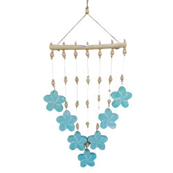 Hanging Wooden Beads - Blue Frangipani