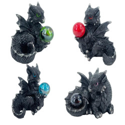 5cm Baby Black Dragon Holding Orb 4 Asstd