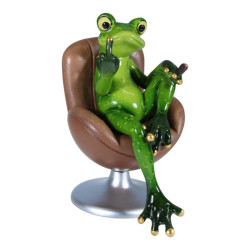 15x13cm Frog on Swivel Chair Flipping the Bird