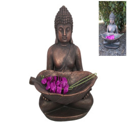 68cm Bronzed Buddha Holding Leaf