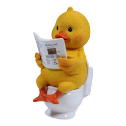 13x9cm Cute Duck Reading Newspaper on Toilet