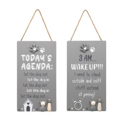 25x15cm Hanging Plaque with Funny Dog Wording 2 Asstd