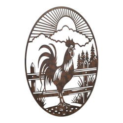 50cm Metal Rooster Wall Art