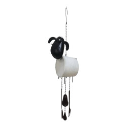 65cm Black and White Tin Sheep Wind Chime with Cast Iron Bell