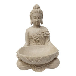 26x18cm Buddha with Floral Robe Holding Bowl