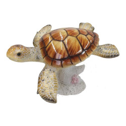 26x27x19cm Marble Brown Turtle on Coral Base