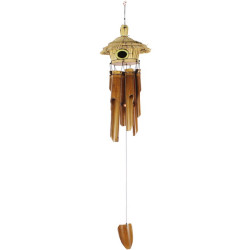 6 Tube Bamboo Hut Feeder Wind Chime