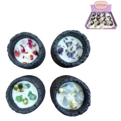 Lava Stone Soy Wax Candle with Gems 4 Asstd