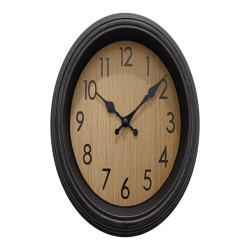 22cm Wood Look Clock with Ripple Frame