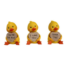 10cm Cute Duck Holding Love Heart Sign with Inspirational Sayings 3 Asstd