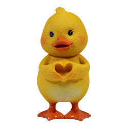 11cm Standing Yellow Duck with Love Heart Wing Sign