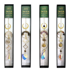 Tree of Life Suncatcher with Gem Chips 4 Asstd in Gift Box